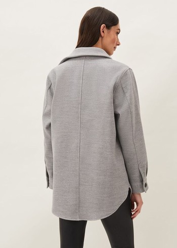 Phase Eight Jessica Button Through Shacket Jackets Grey USA | 5294036-MV